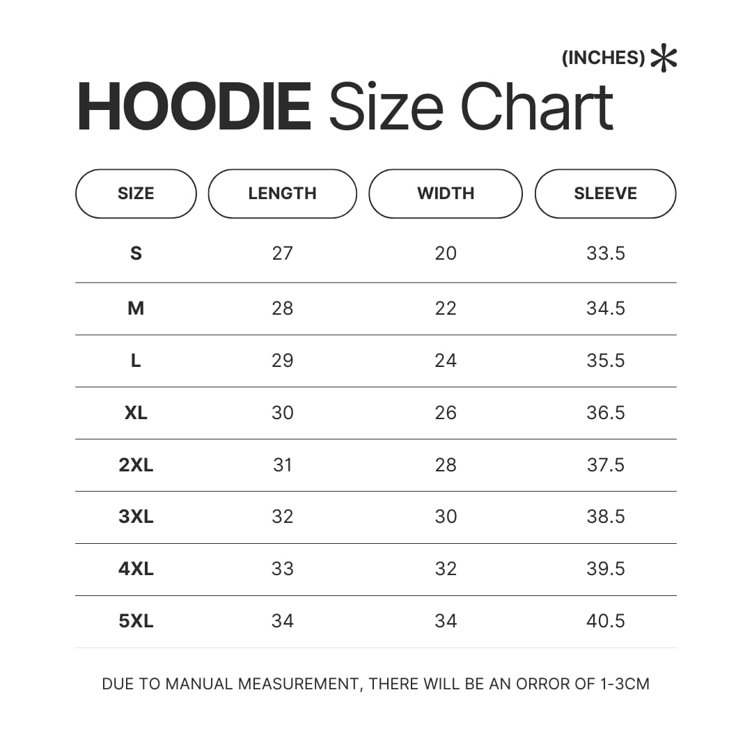 Hoodie Size Chart - Hell's Paradise Merch