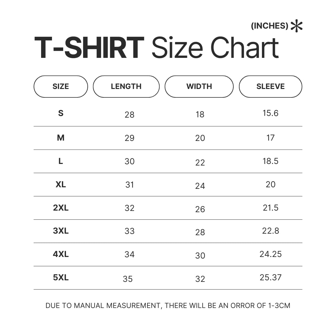 T shirt Size Chart - Hell's Paradise Merch