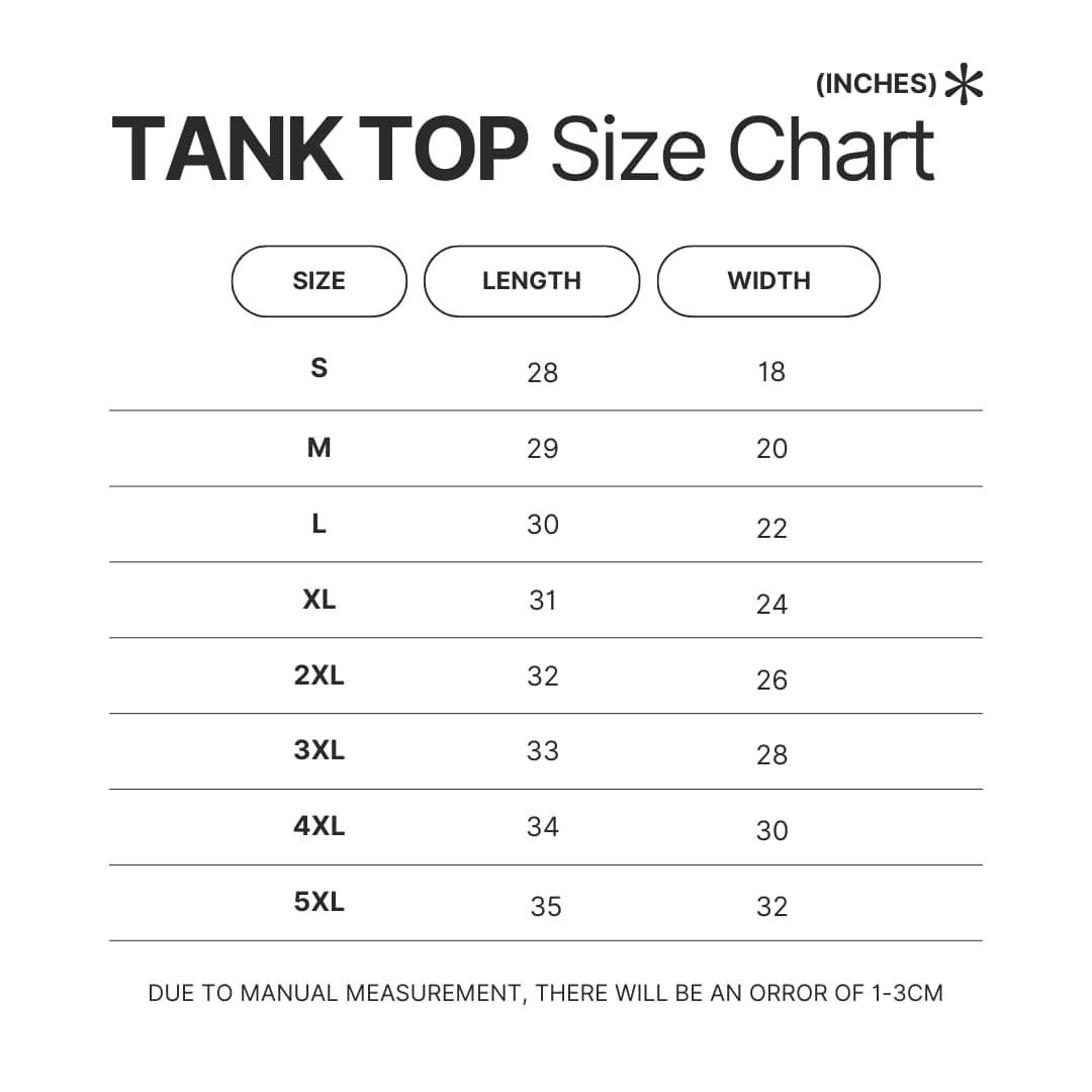 Tank Top Size Chart - Hell's Paradise Merch