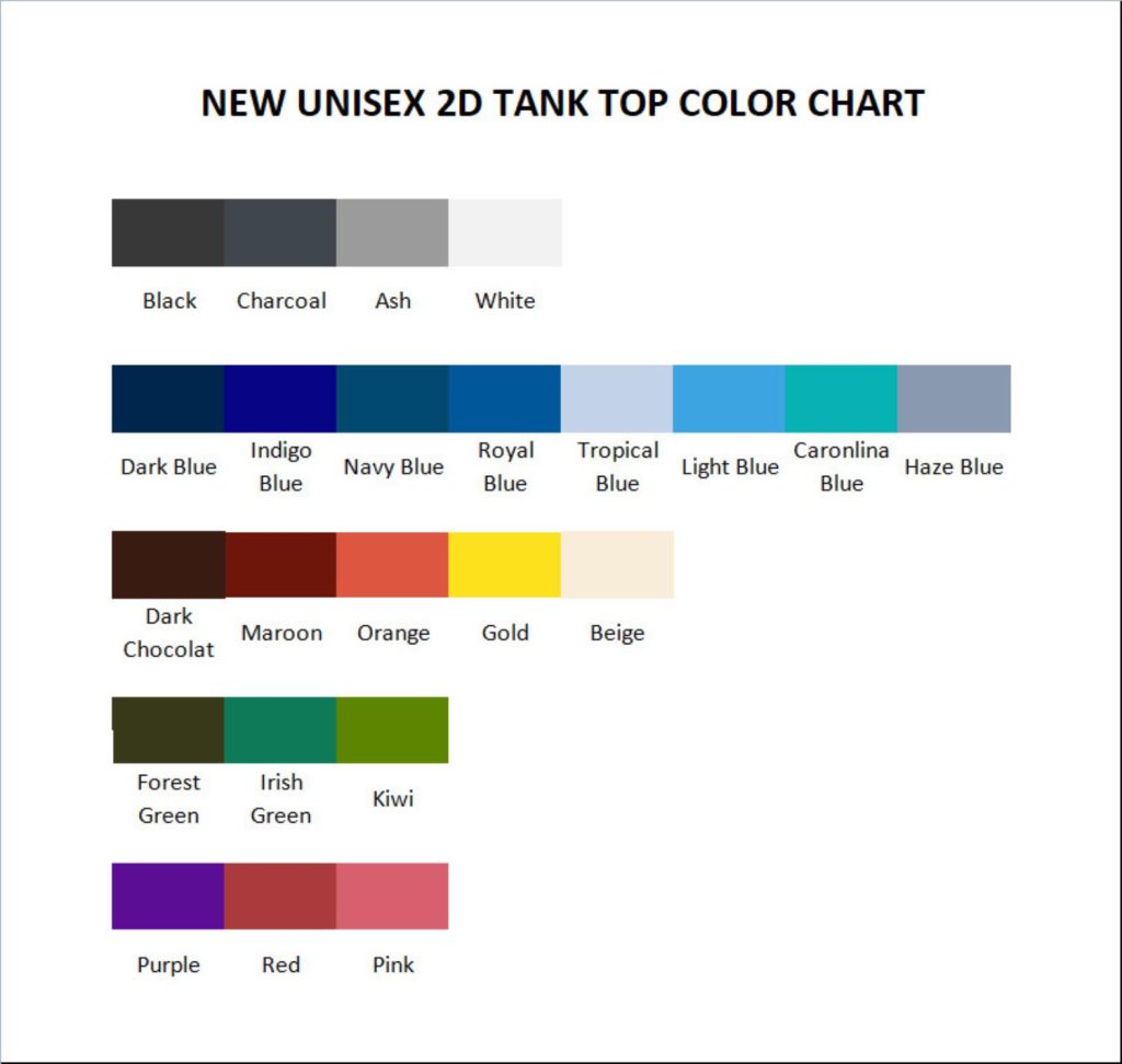 tank top color chart - Hell's Paradise Merch